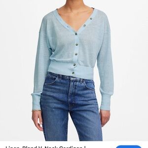 Madewell NWT Light pale Blue Button-Up V neck cardigan Sweater womens‎ XS